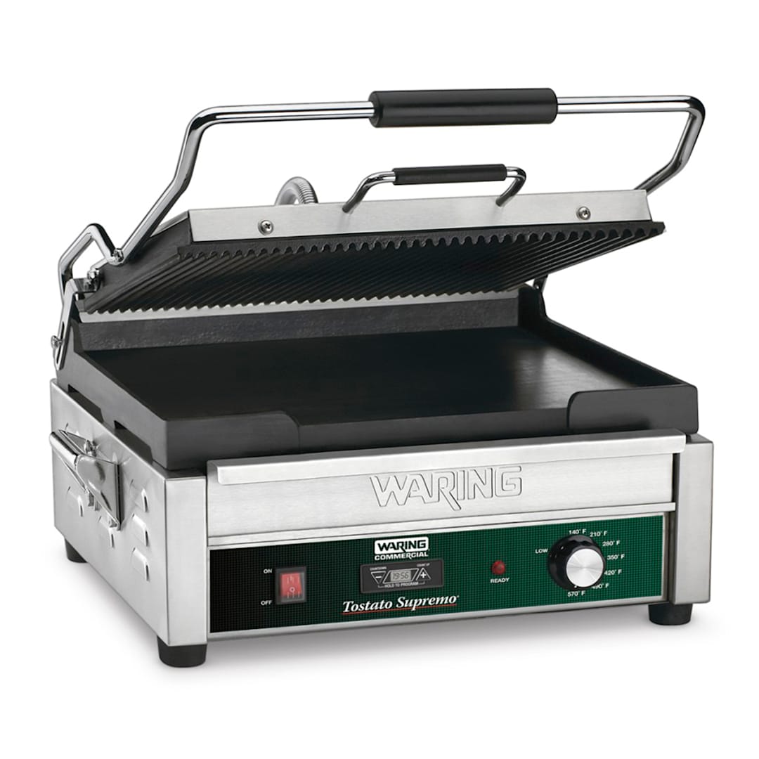 Waring Commercial WDG250T 120V Italian Style Panini Grill with Timer