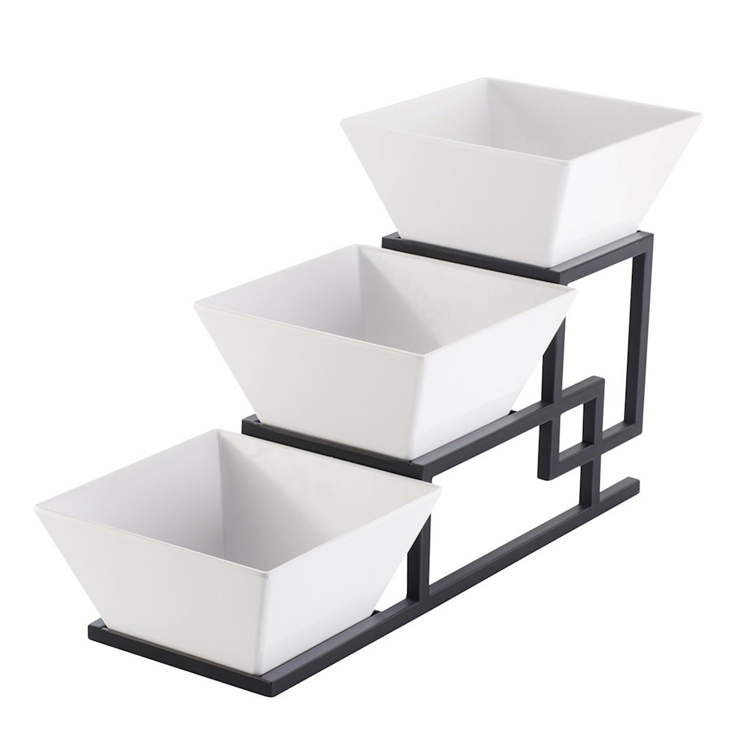 Cal-Mil 3404-13 Black 3-Tier Metal Framed Bowl Display