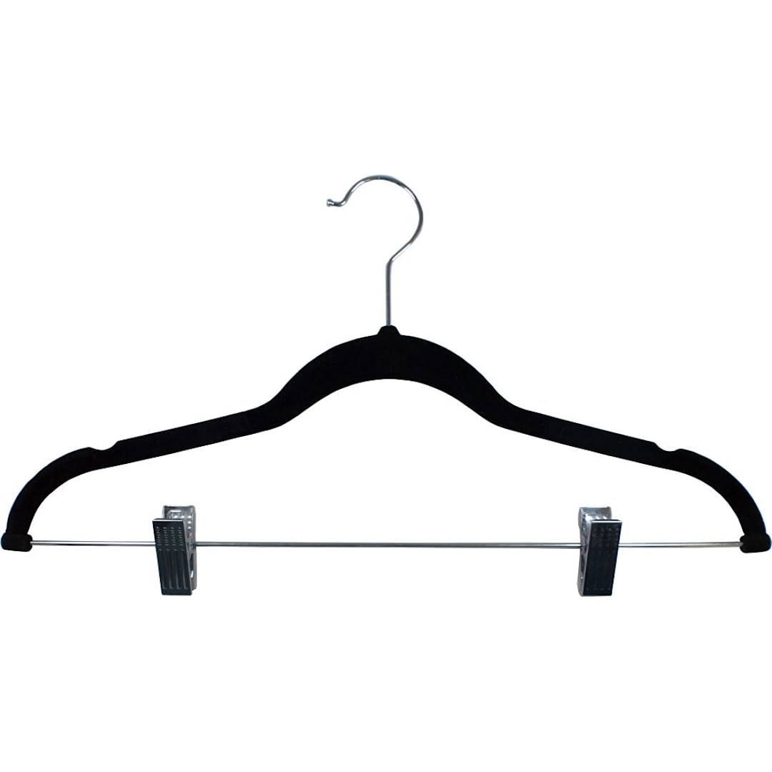 Hangers Direct HD666924 Black 16" Hanger w/ Clips/Notches