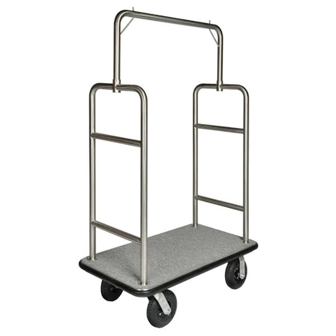 Central Specialties 2599BK-010-GRY 44 x 24 x 72 Carpeted Bellman Cart