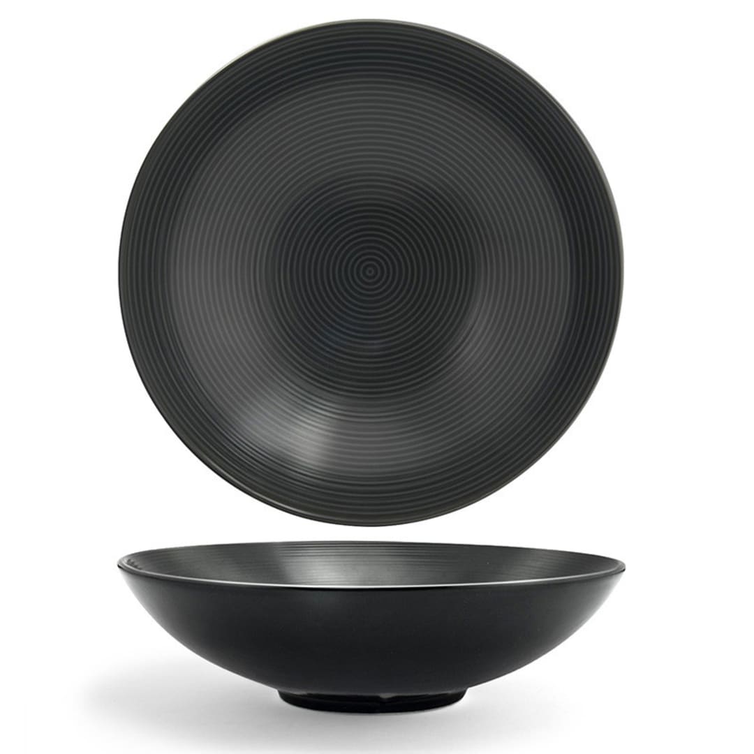 FOH DBO030BKP22 Spiral Ink 48 Oz. Round Bowl - 6 / CS