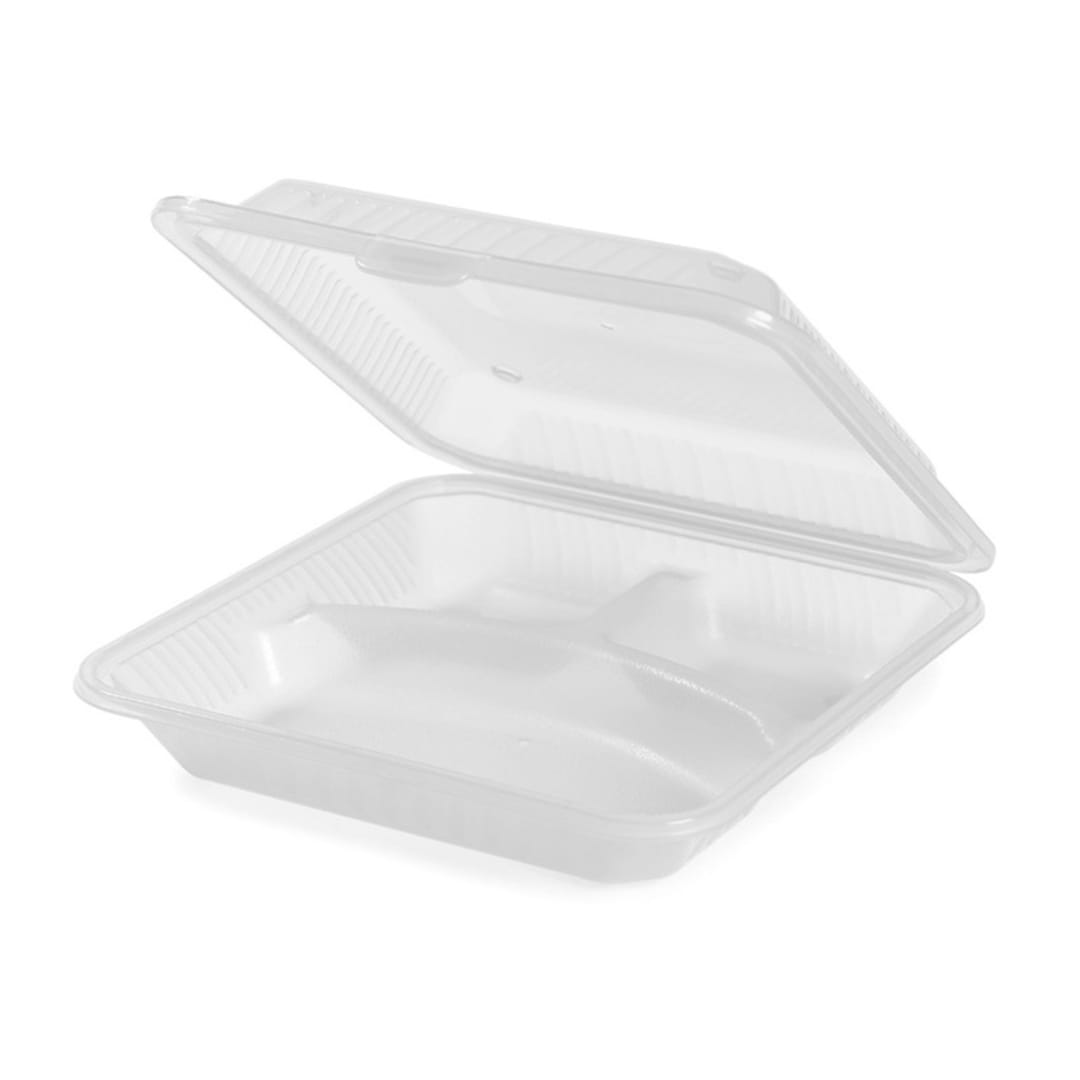 G.E.T. EC-12-1-CL Eco-Takeouts Clear 3-Compartment Container