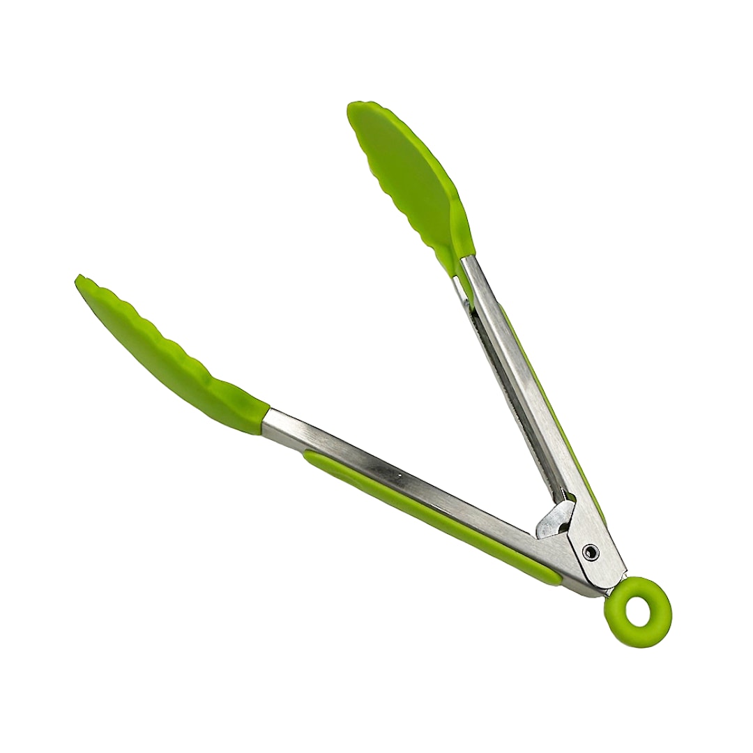 Darling Foodservice Green Silicone-Coated 12" Locking Tong