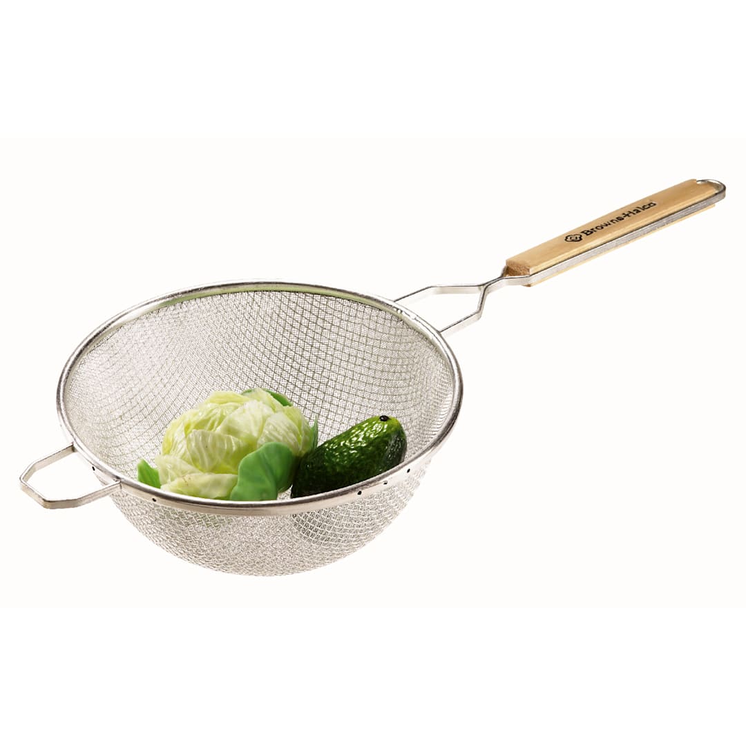 Browne Foodservice 8098 8 In. Double Mesh Strainer with 6.5 In. Handle