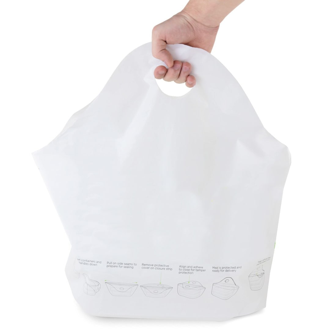 Darling Foodservice White Tamper Evident Delivery Bag