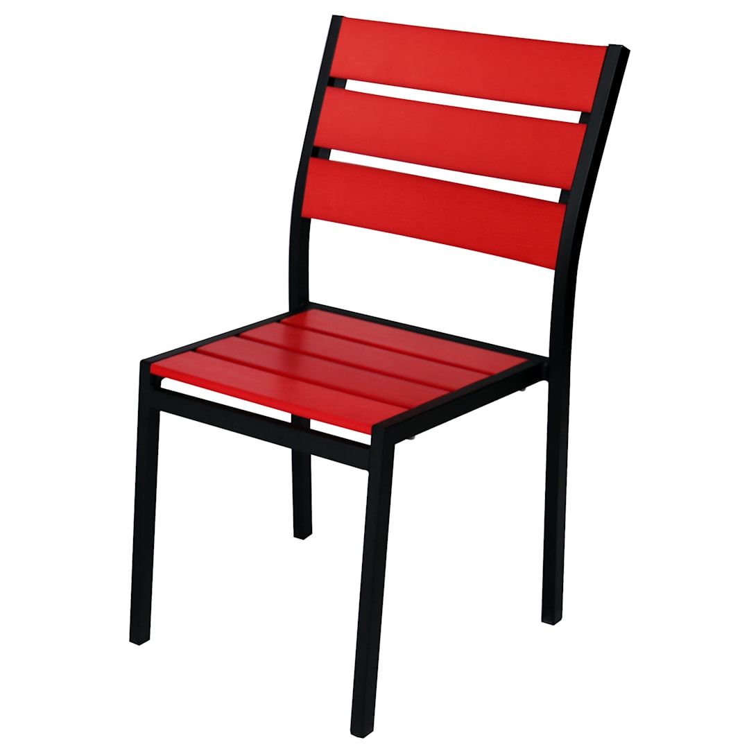 G & A 8216 R Brushed Aluminum Outdoor Sol Chair w/ Red Teak Slats