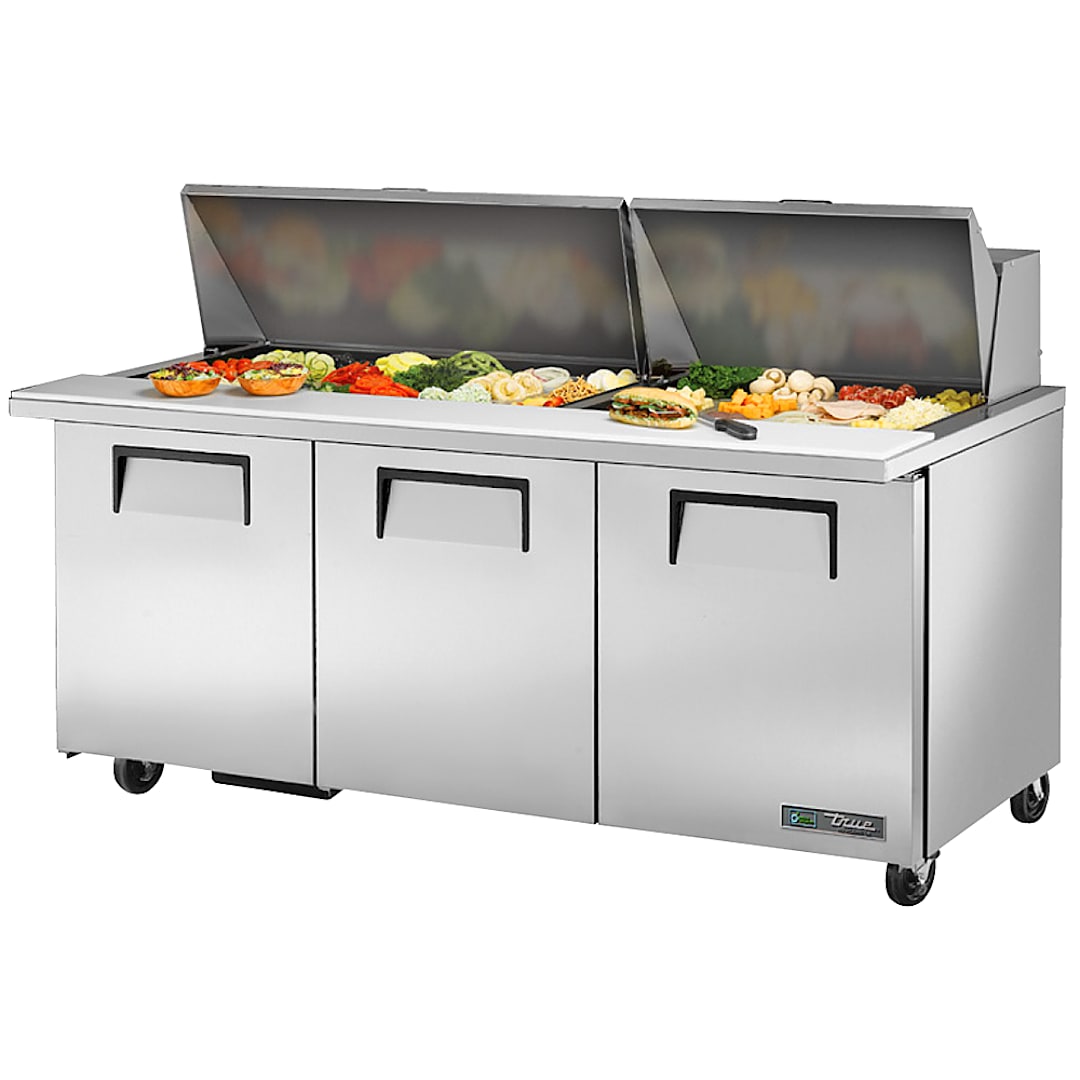 True TSSU-72-30M-B-ST-HC S/S 30-Pan Sandwich / Salad Prep Table