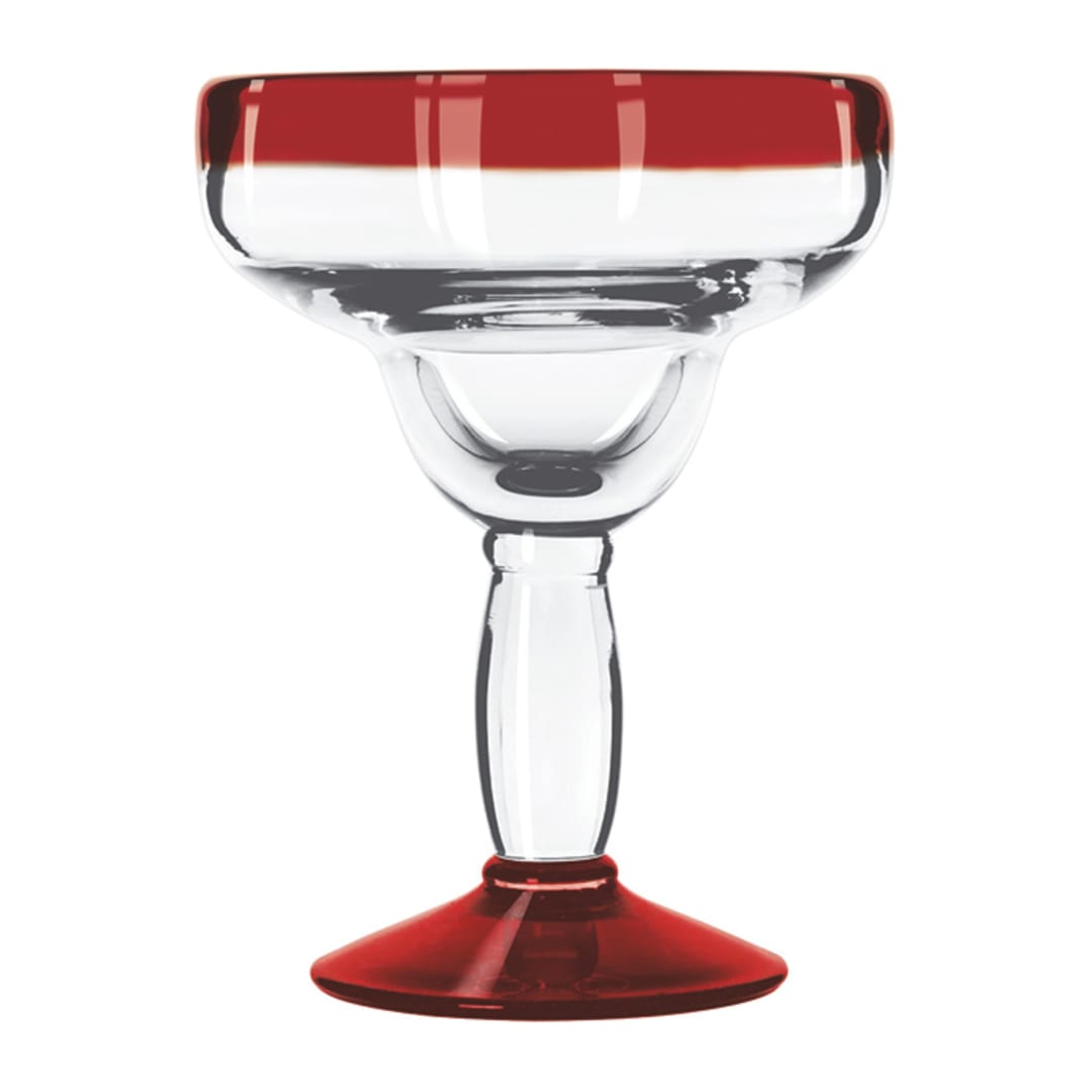 Libbey 92308R Aruba 12 Oz Margarita Glass w/ Red Rim / Foot
