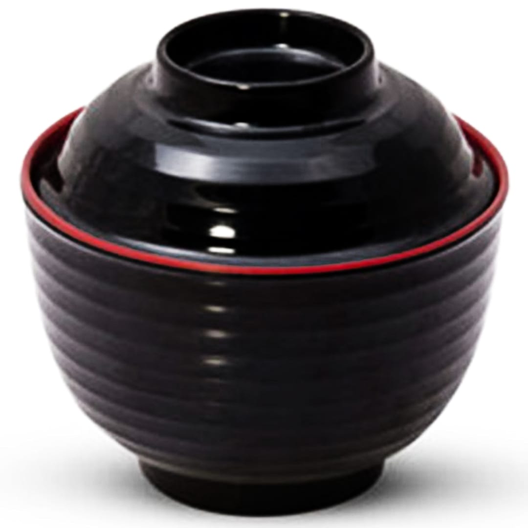 Korin Japanese Trading NR-613 Black 8 Ounce Lidded Soup Bowl