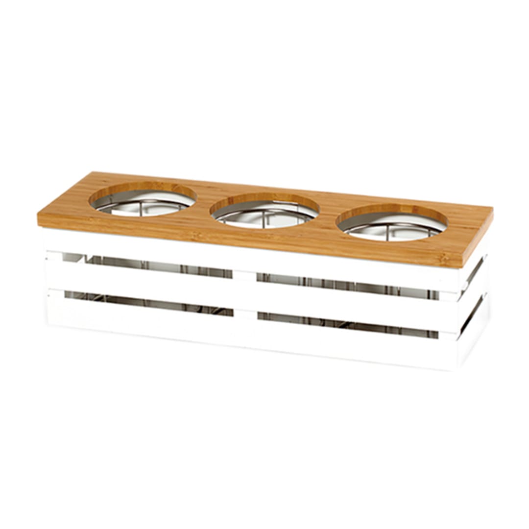 G.E.T. FB-3COMP-W White Curator 3-Compartment Decanter Holder