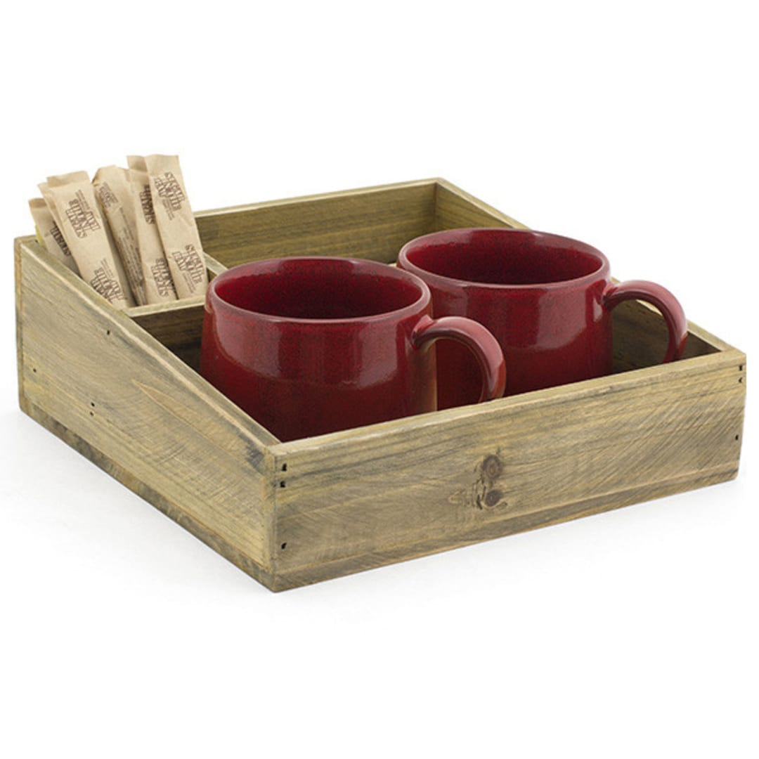 FOH RAH002NAW21 Rustic Wood Condiment Caddy - 4 / CS