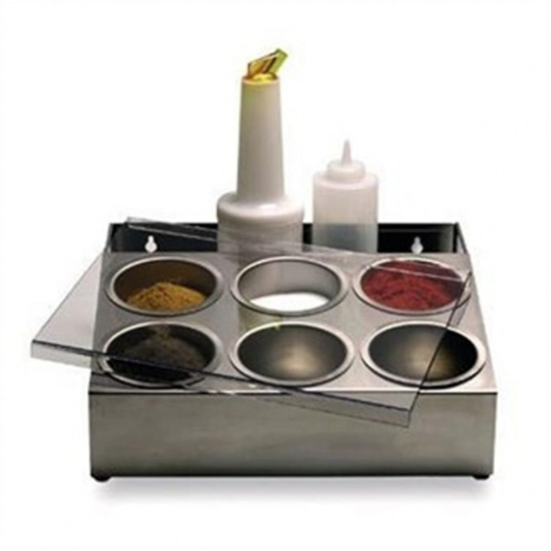 Matfer Bourgeat 017082 S/S 6-Comp. Condiment / Spice Roll Box Holder