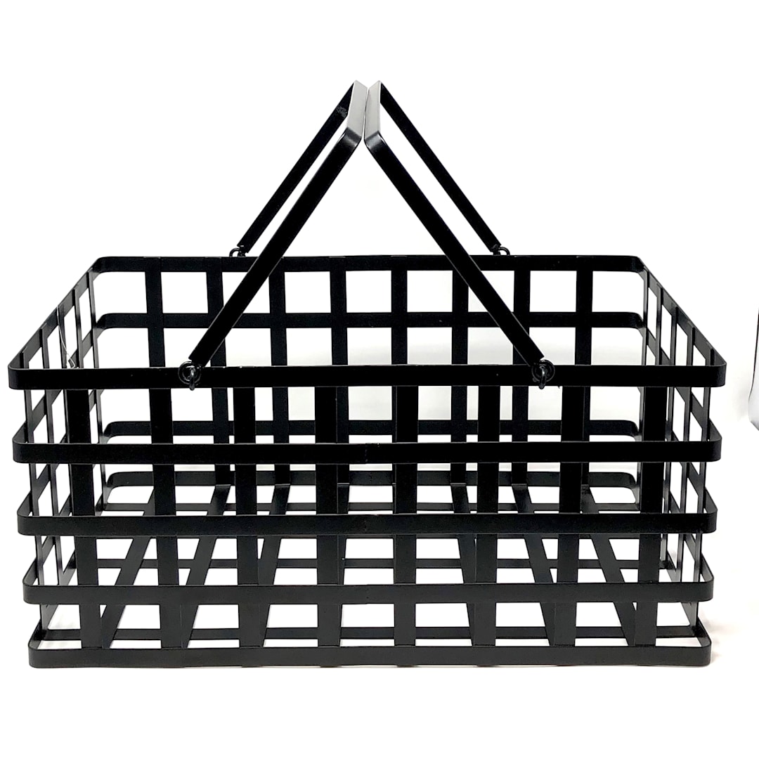 G.E.T. WB-566-BK Black Napa 18 x 11 x 8" Rectangular Basket w/ Handles