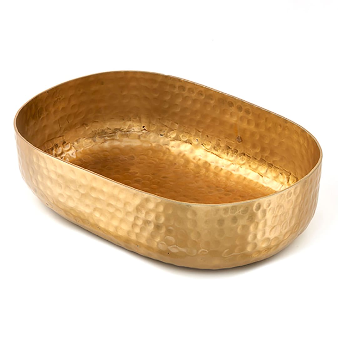 American Metalcraft ABHG69 Gold Hammered 9 x 6 x 2.25" Basket