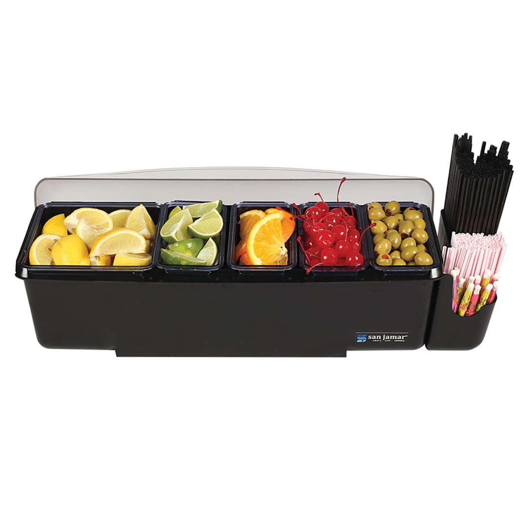 San Jamar BD4005E 5-Compartment Condiment Tray with Snap On Caddy