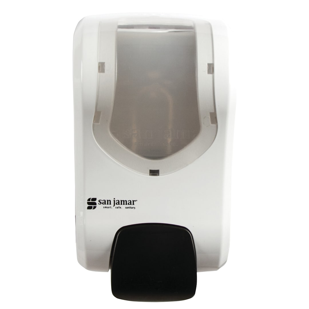 San Jamar SF970WHCL Rely White Manual Soap & Sanitizer Dispenser