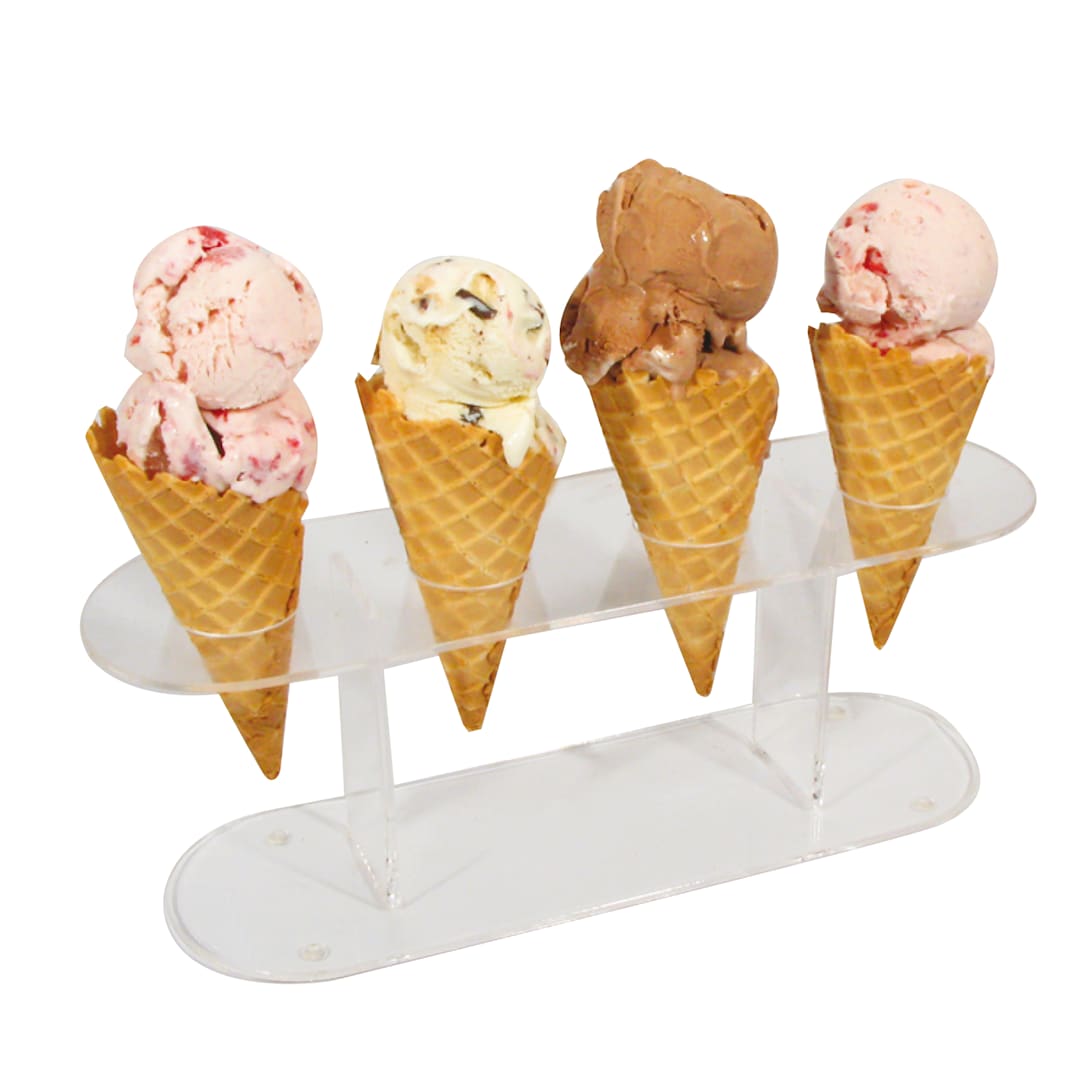 Winco ACN-4 Acrylic 4 Hole Ice Cream Cone Holder / Stand