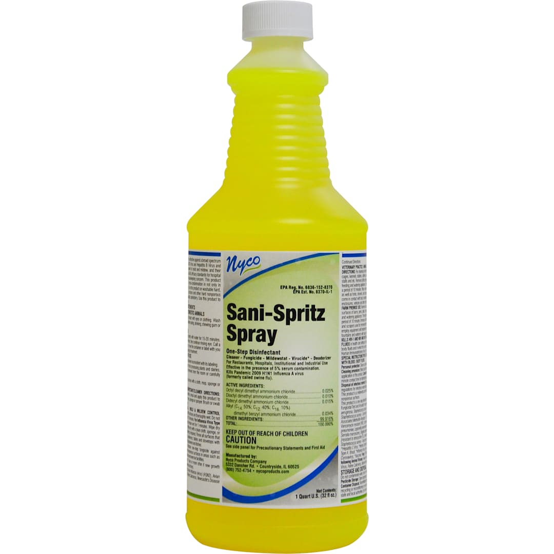 Nyco NL763-Q12 Quart Lemon Sanispritz Disinfectant Cleaner