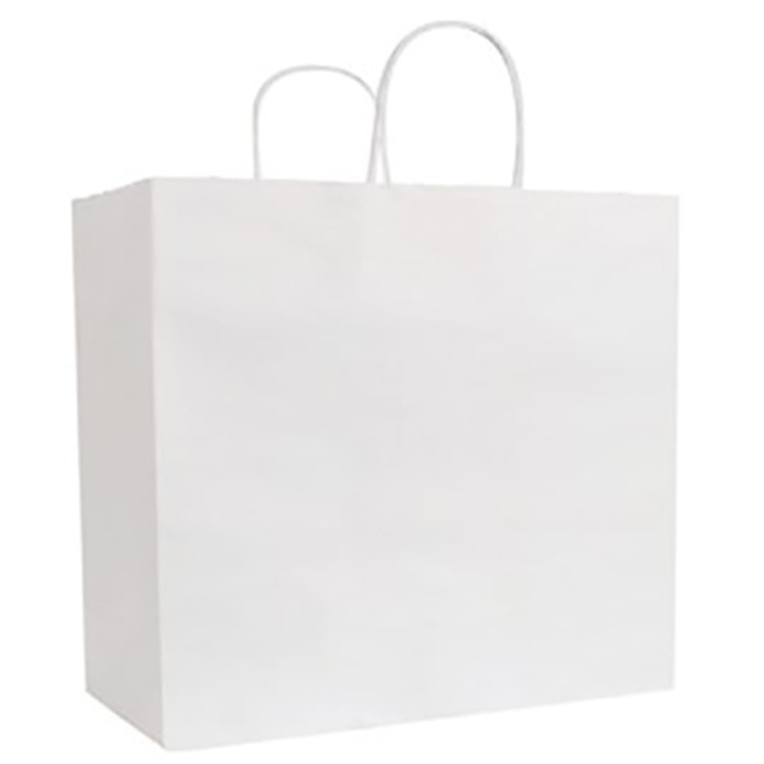 Darling Foodservice White 13 x 7 x 13.5" Shopping Bag