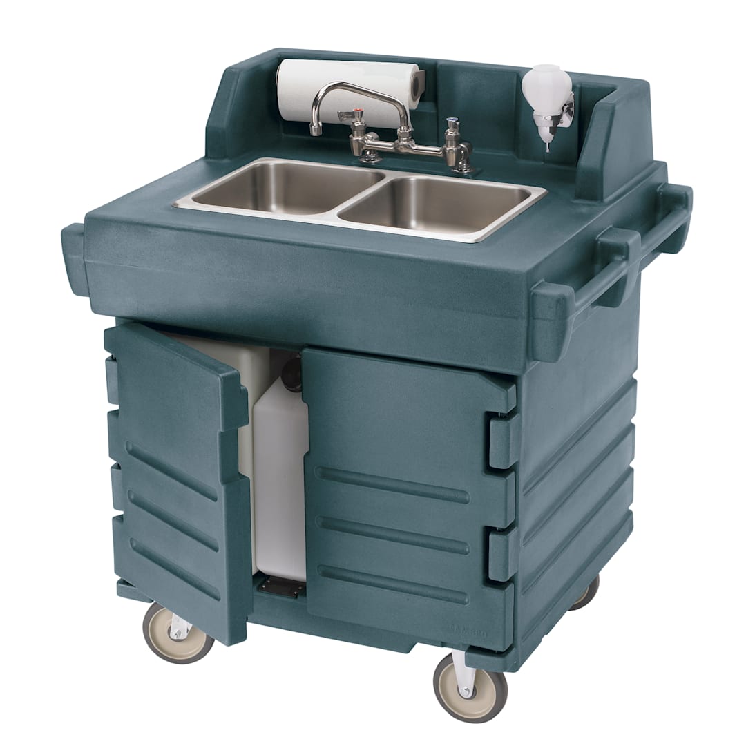 Cambro KSC402191 Camkiosk Granite Gray 2-Comp. Hand Sink Cart