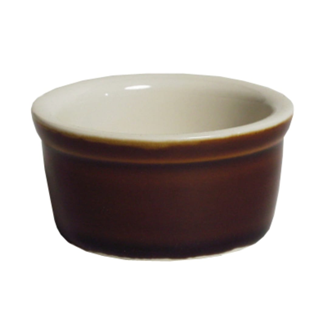 Tuxton B1X-025 2.5 Oz. Caramel / Eggshell Ramekin