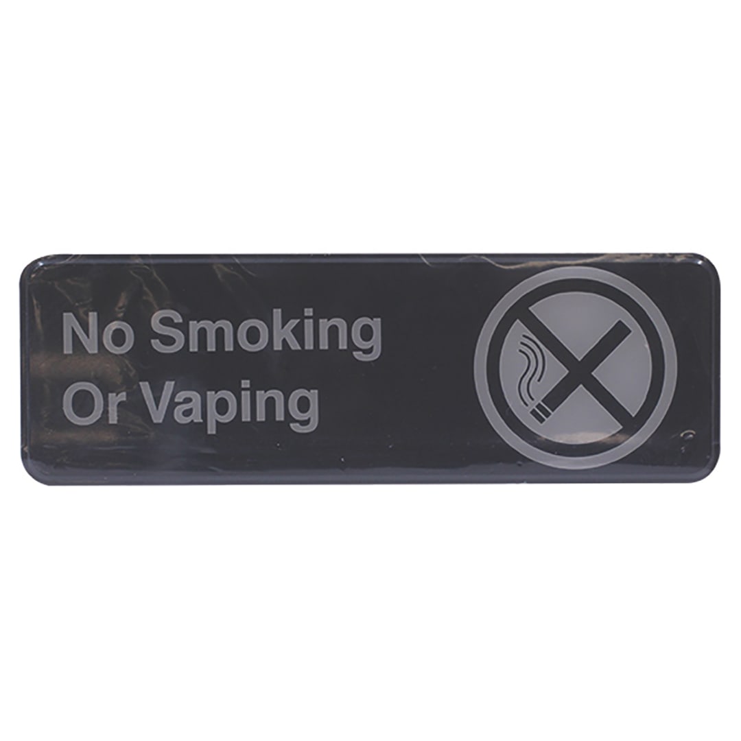 TableCraft 394564 Black 3" x 9" No Smoking Or Vaping Sign