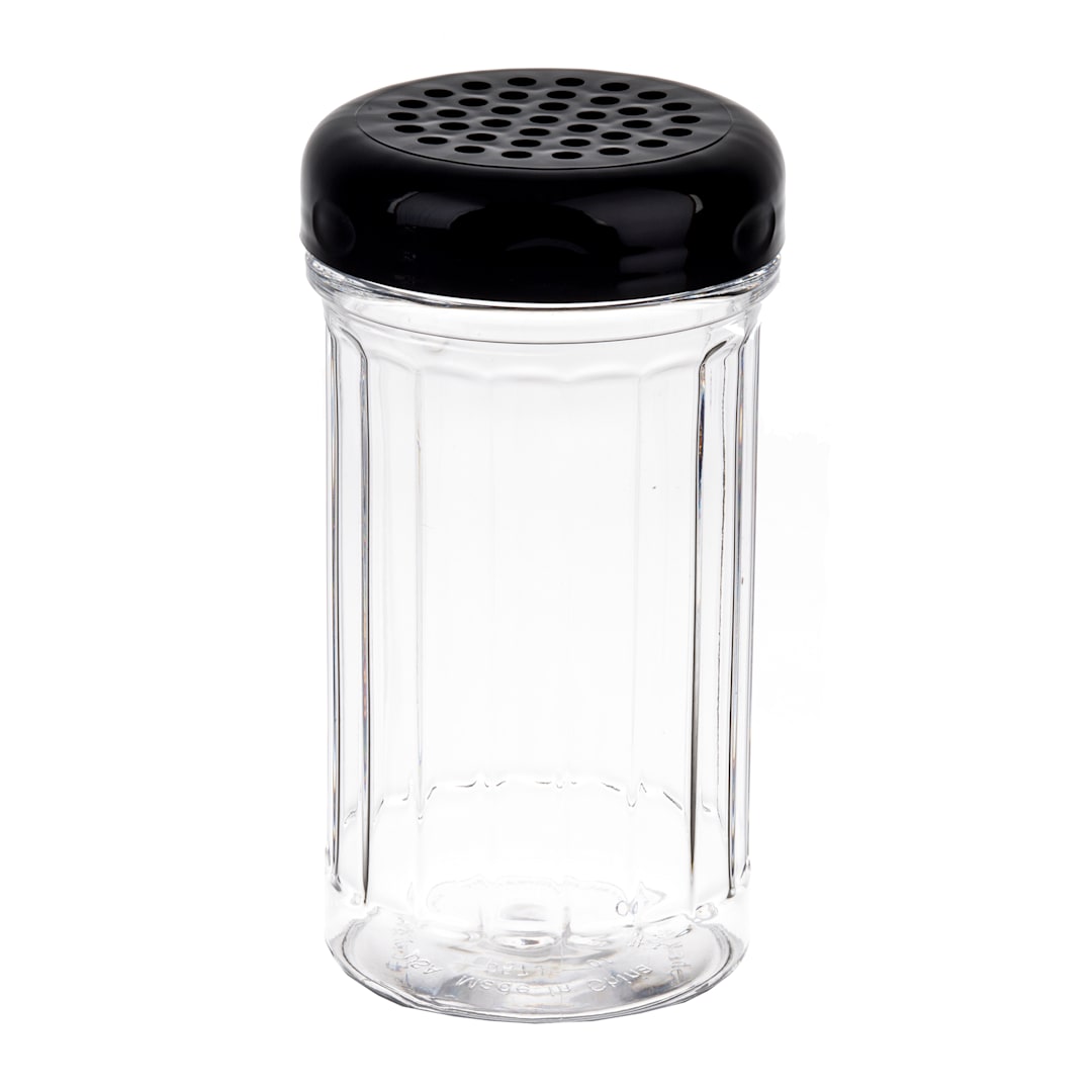 TableCraft P800BK Fluted 12 Ounce Shaker with Black Perforated Top