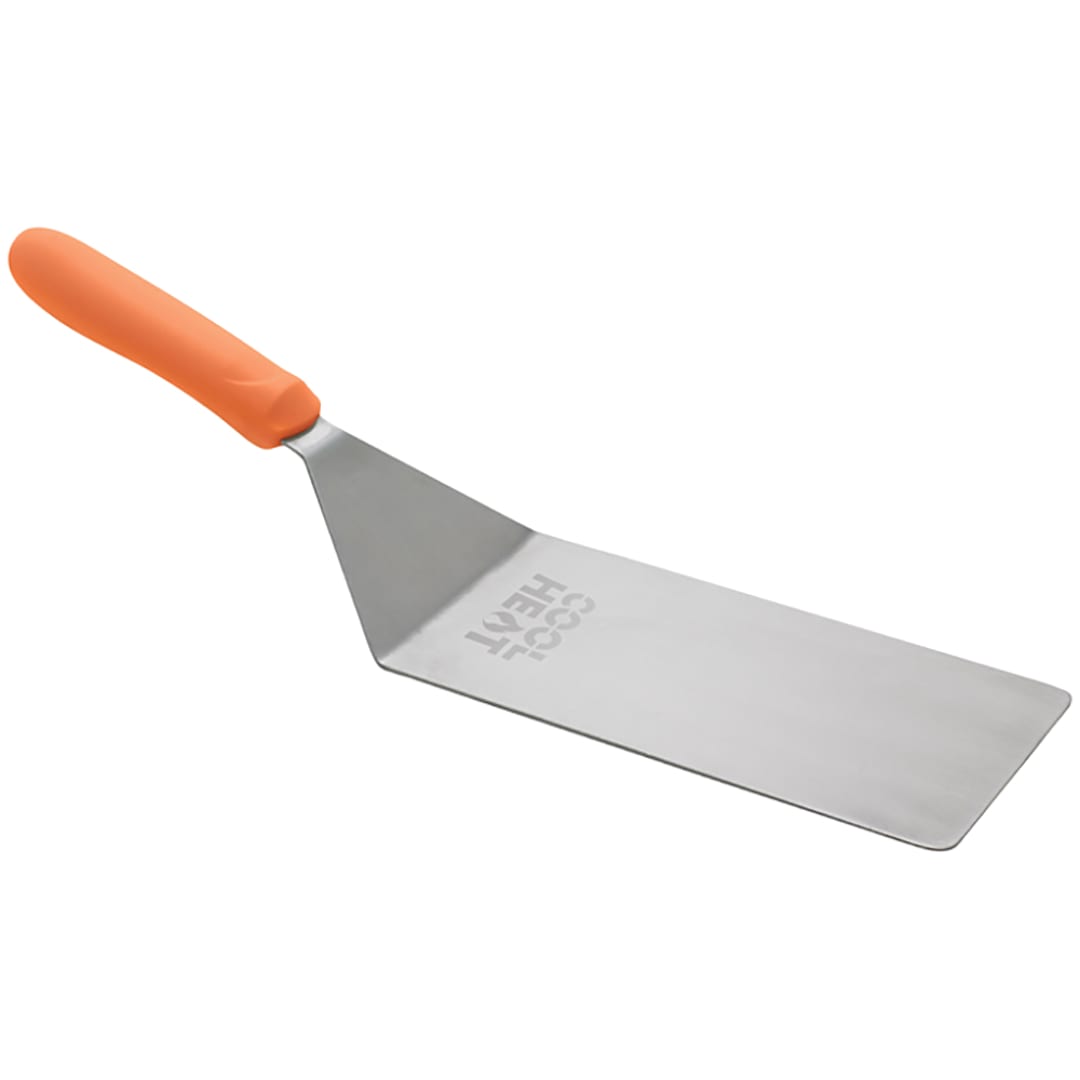 Winco TNH-42 Satin Finish 8" x 4" Turner with Orange Handle
