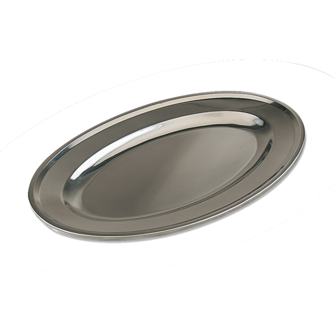 Browne Foodservice 574182 Mirror S/S Oval RE 14" x 9" Serving Platter