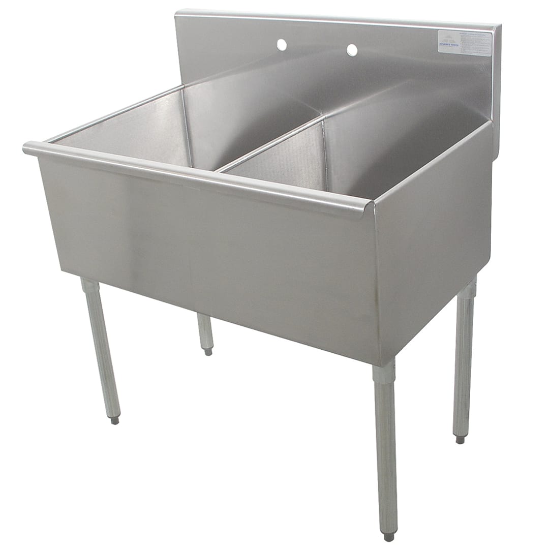 Advance Tabco 4-2-36-X 2-Compartment Scullery Sink with Square Corners