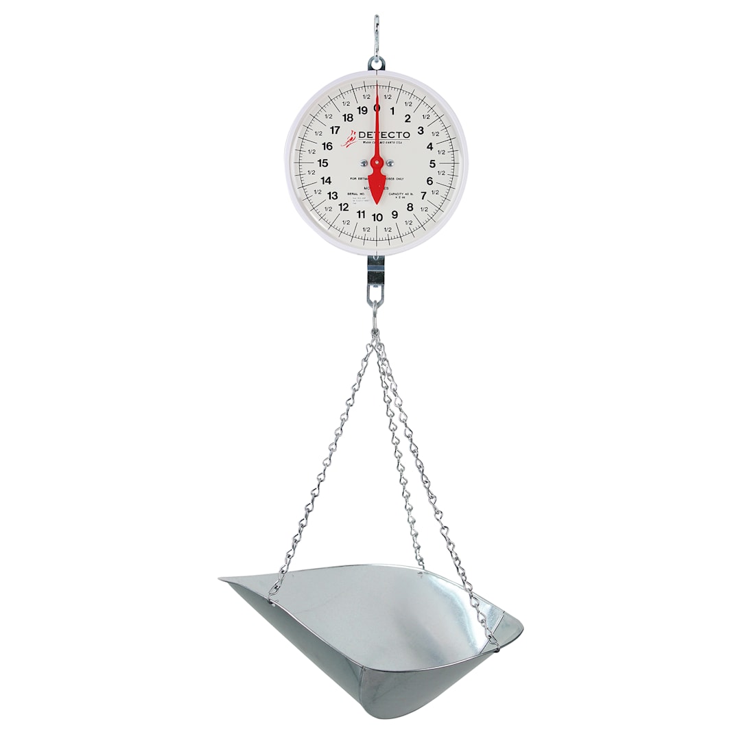 Detecto Scale MCS-40P 40 Lb Hanging Dial Scale with Scoop