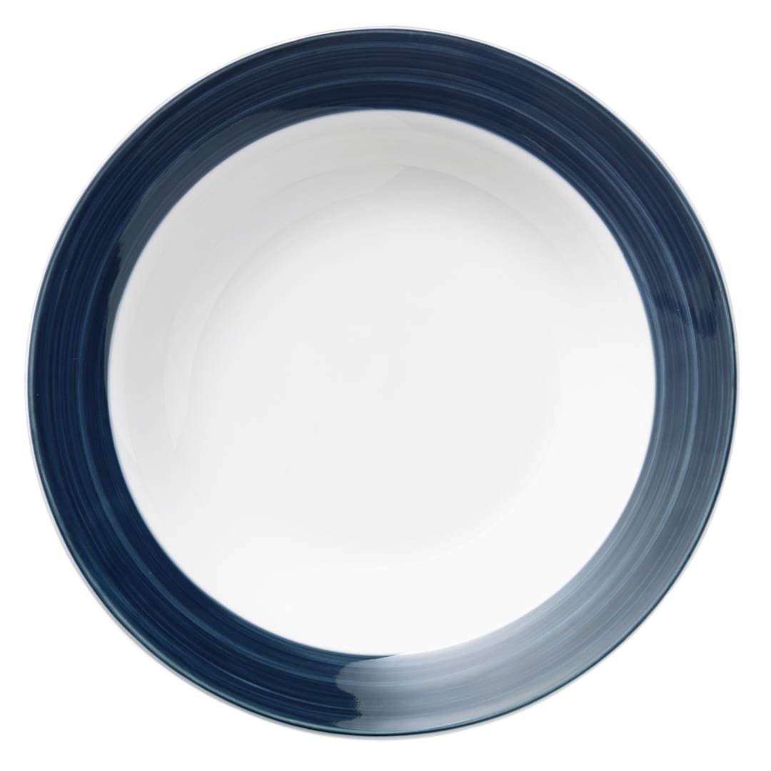 Libbey - Formerly Syracuse China 999024740 Rigel Banded Blue 14 Oz. Soup Bowl
