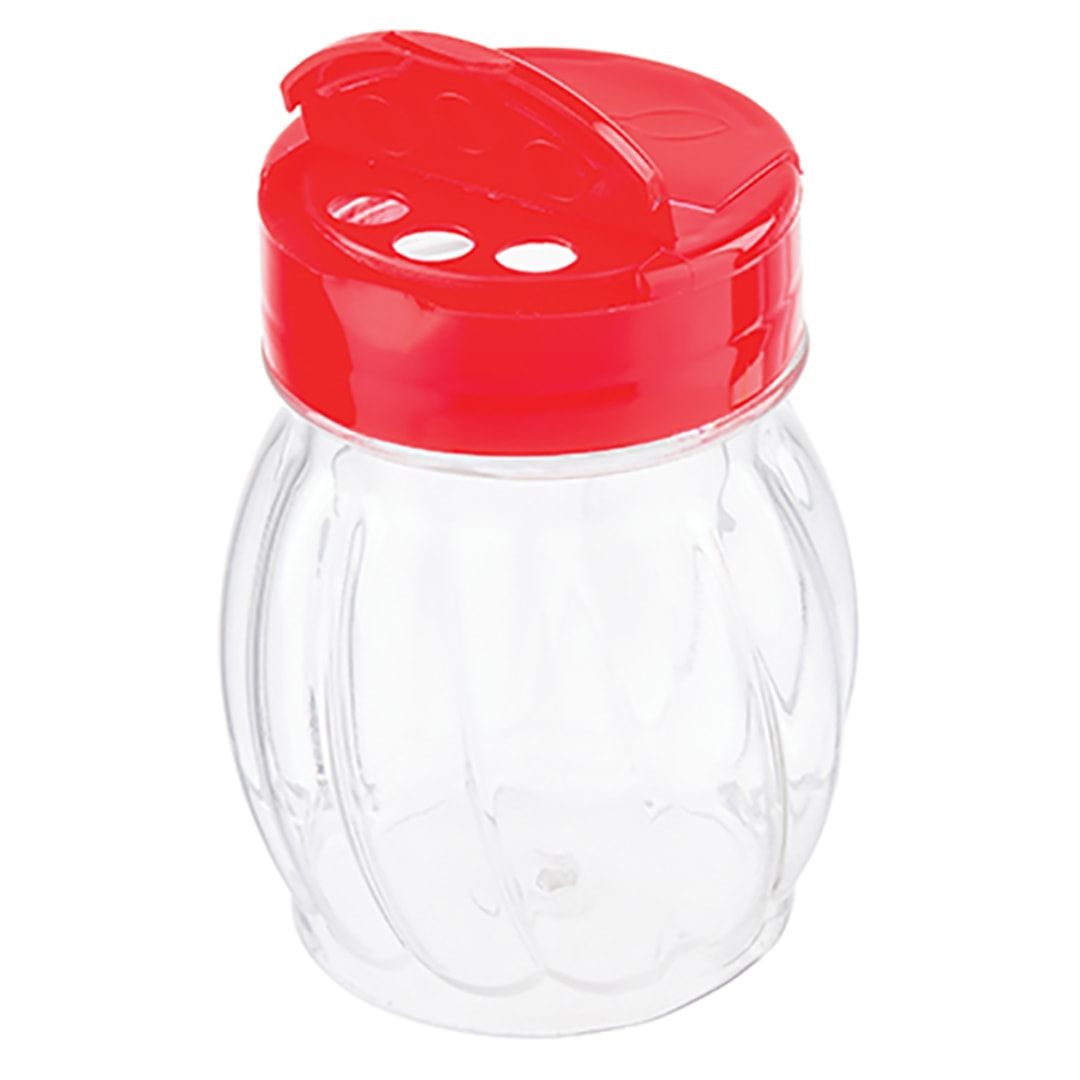 TableCraft 10330 6 Ounce Plastic Shaker with Red Lid