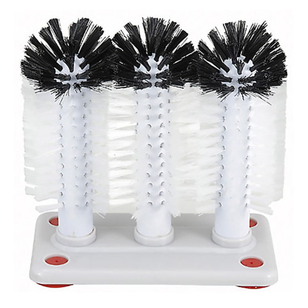 Winco GWB-3 3-Brush Manual Glass Washer with Plastic Base