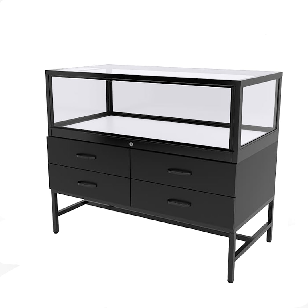 DisplayDispensary.com DDKITB Black/Glass Display Case w/ Wood Drawers