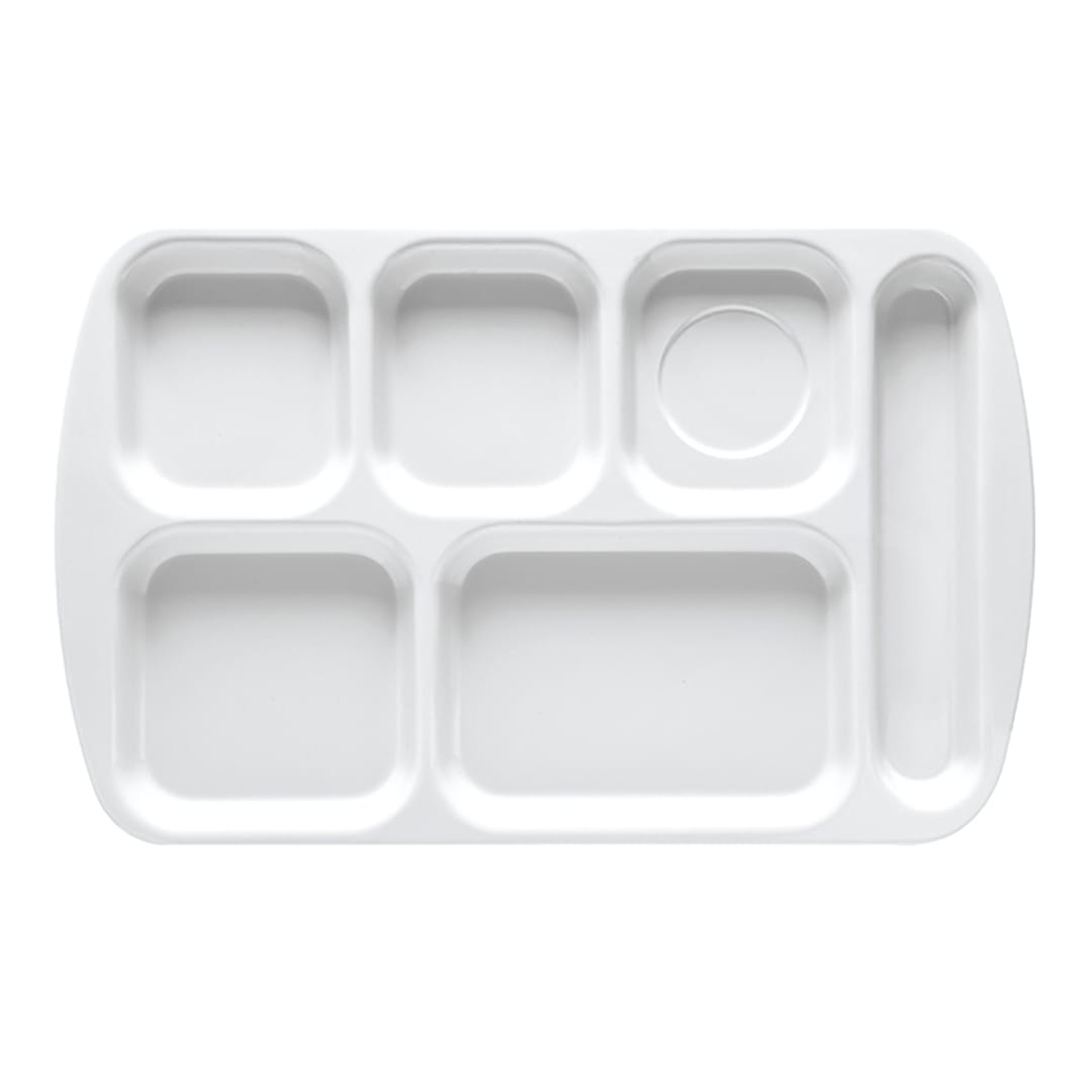 G.E.T. TR-151-W White 15.5" x 6.9" 6-Comp. Cafeteria Tray - Dozen