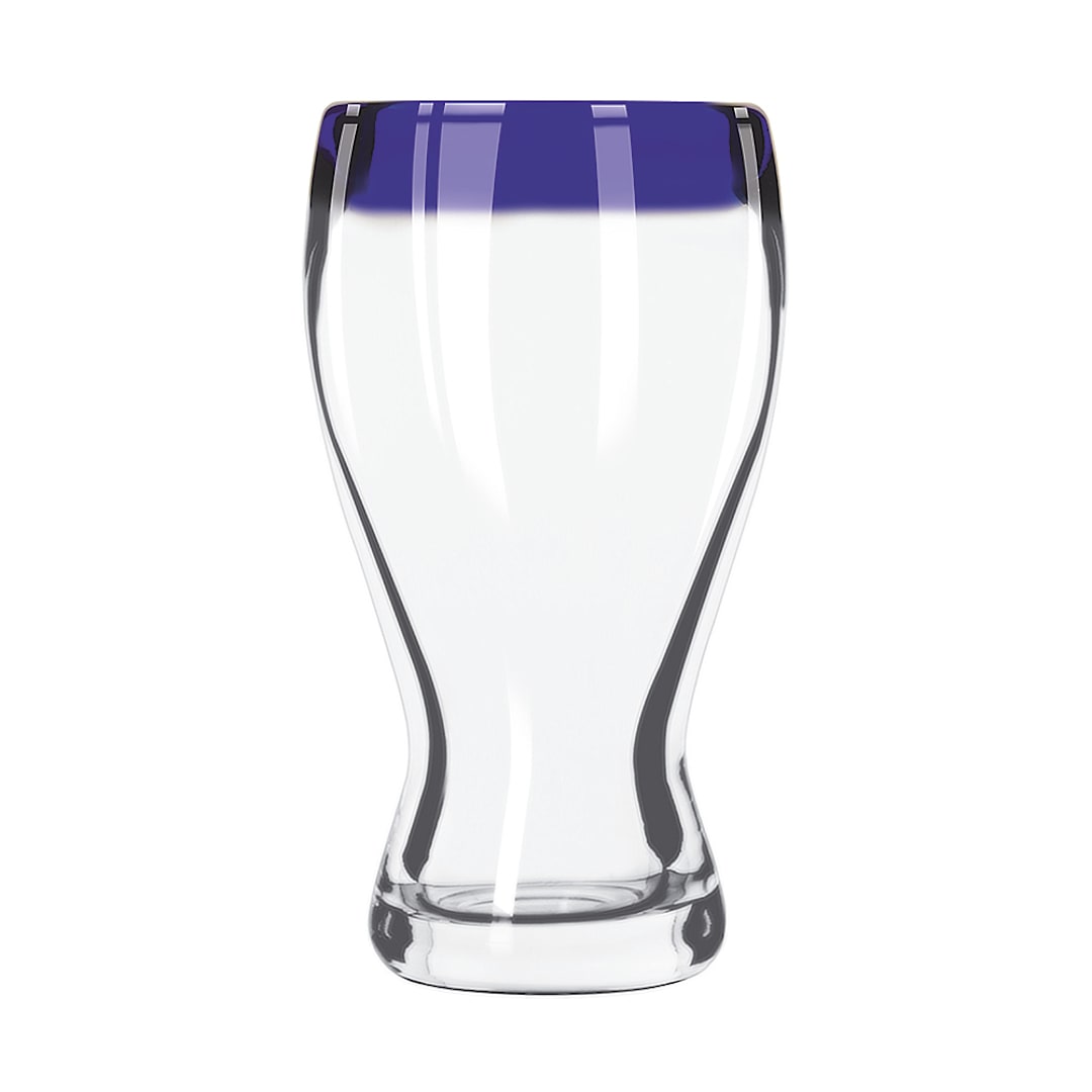 Libbey 92316 Aruba 16 Ounce Beer Glass with Cobalt Blue Rim
