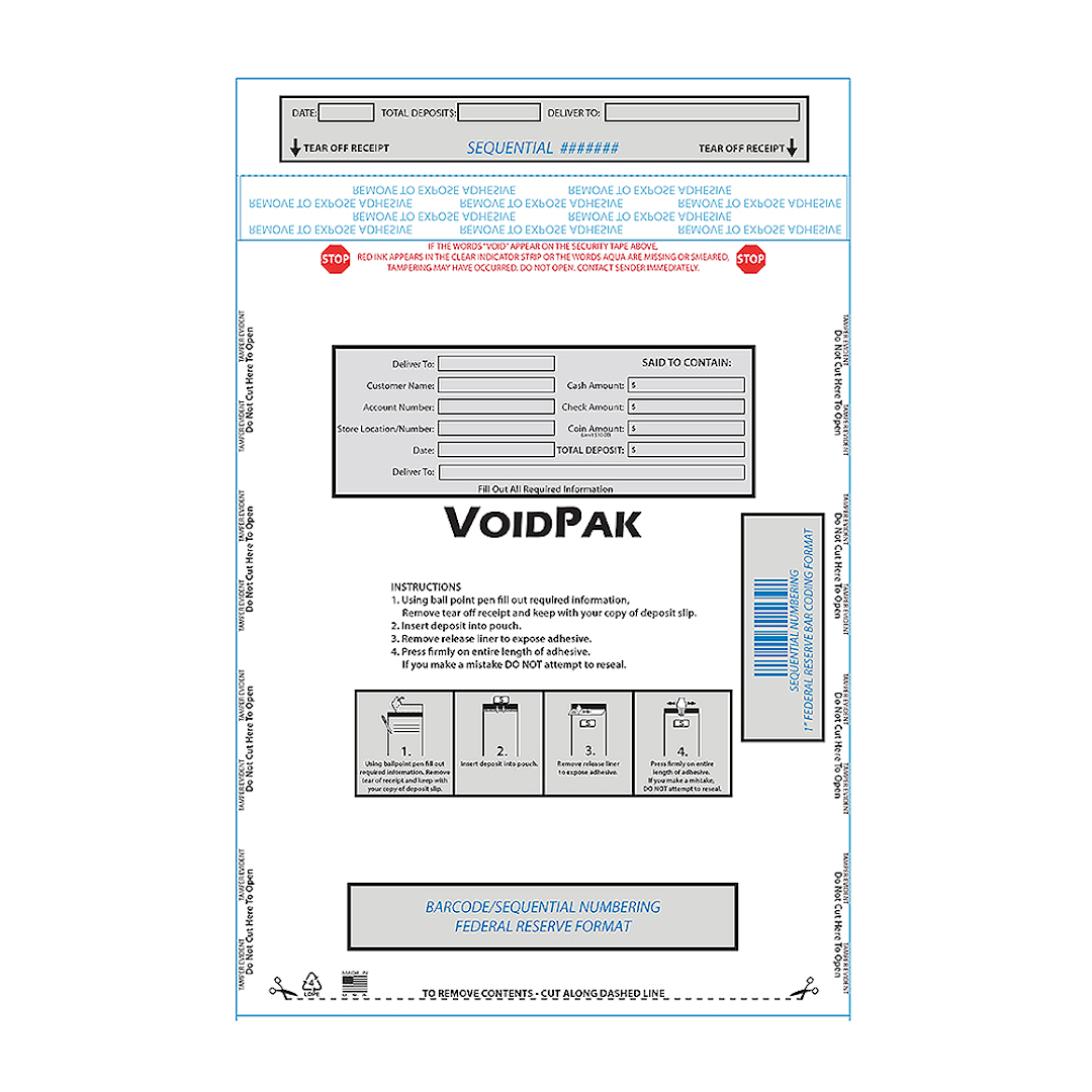 Dunbar Security 912VPC Single Pouch 9 x 12 Cash Deposit Bag