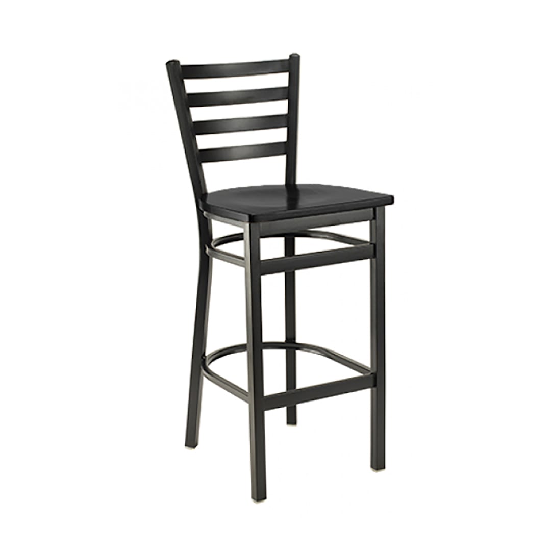 G & A 613-B-PS BLACK SEAT Black Frame Ladderback Barstool