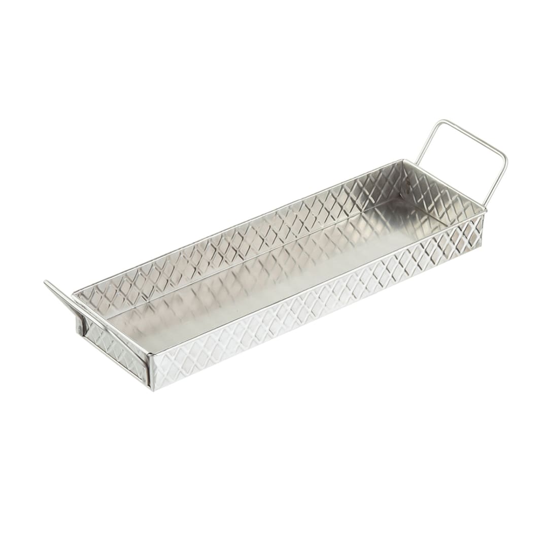TableCraft 10488 S/S Lattice 14.5" x 4.25" Snack Tray with Handles