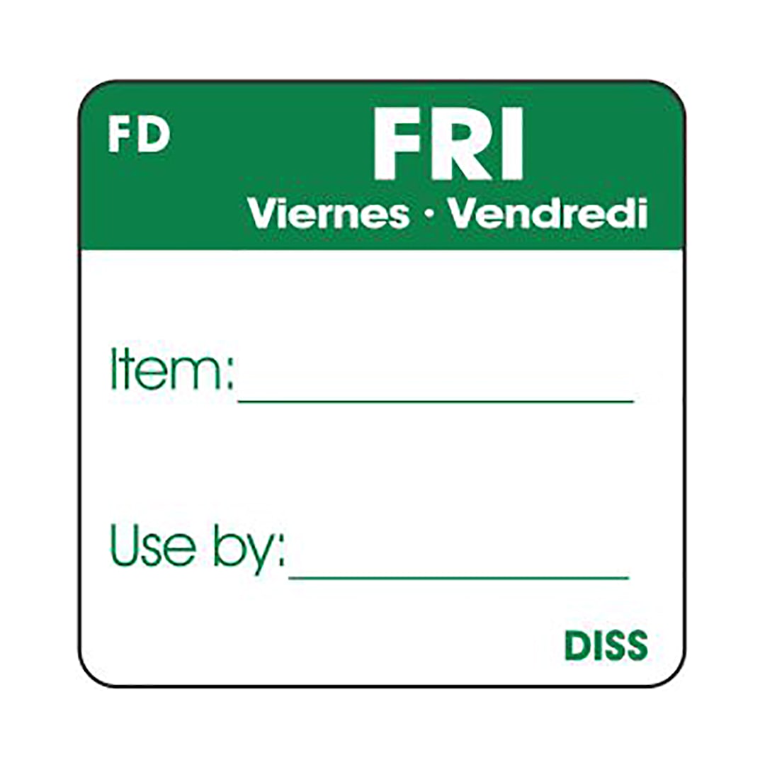 Bollin 4610165 Dissolveable 1" x 1" Friday Label