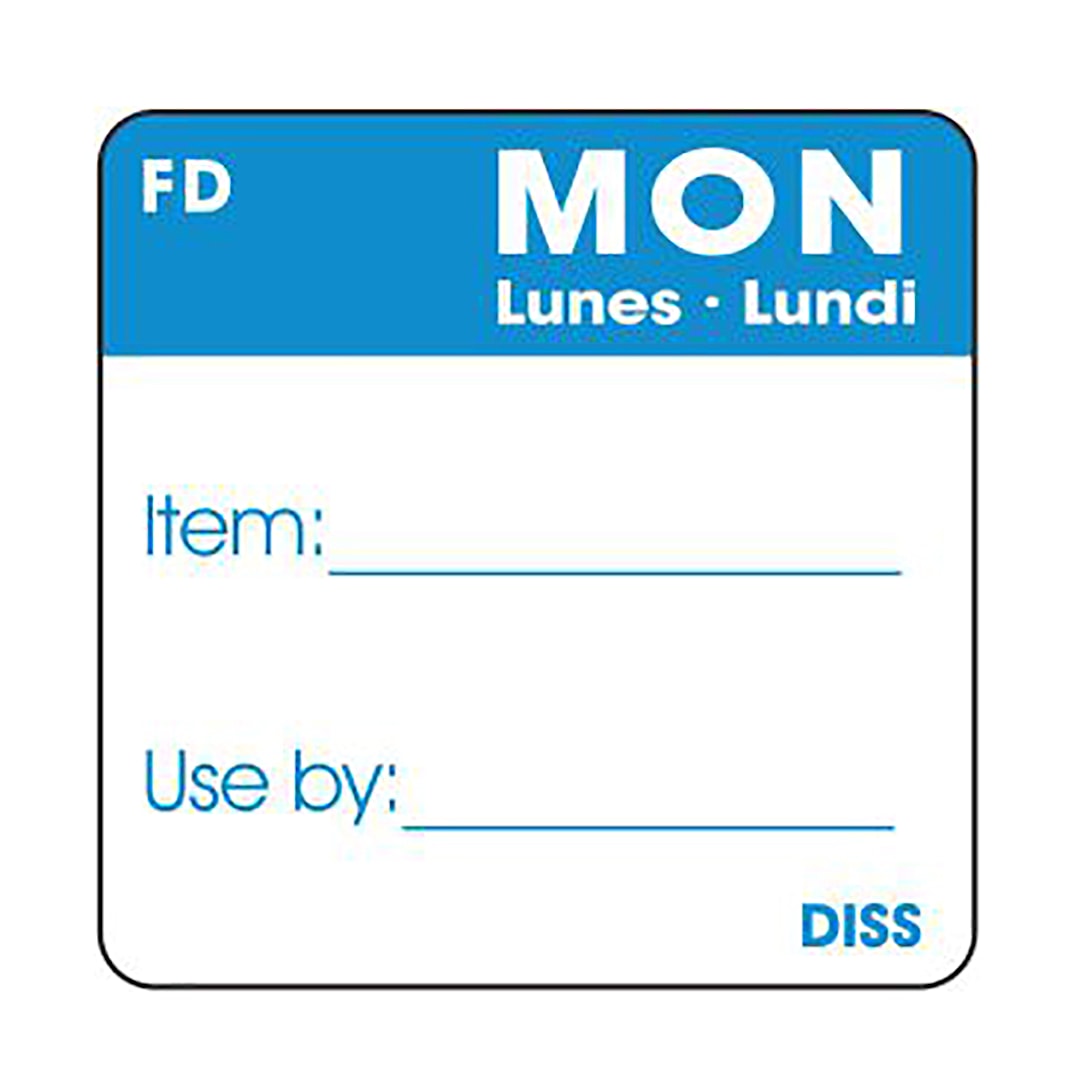 Bollin 4610161 Dissolveable 1" x 1" Monday Label