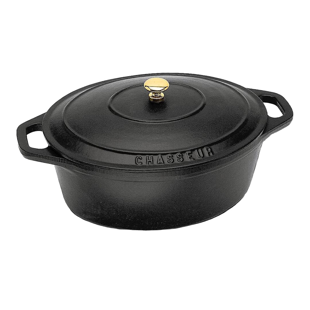 Paderno A1737033 Black Oval 6.75 Quart Dutch Oven with Lid