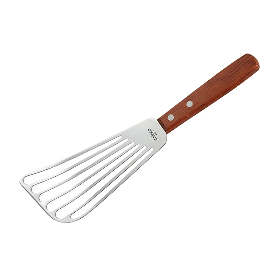 Winco FST-6 Slotted 6-3/4" x 3-1/4" Fish Spatula with Wood Handle