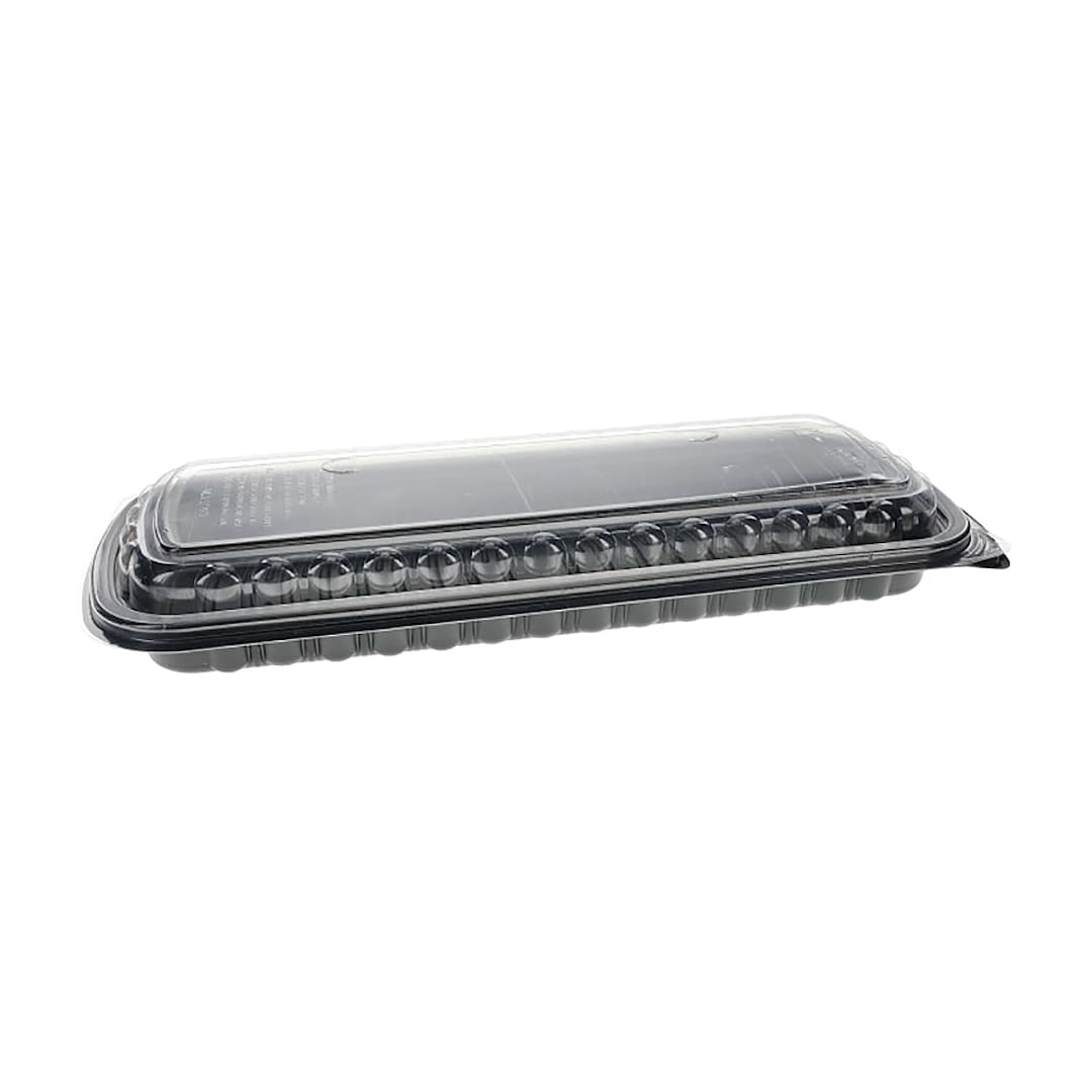 Pactiv YCNC167000DZ Vented 16.6" x 7.3" x 2.3" Rib Container