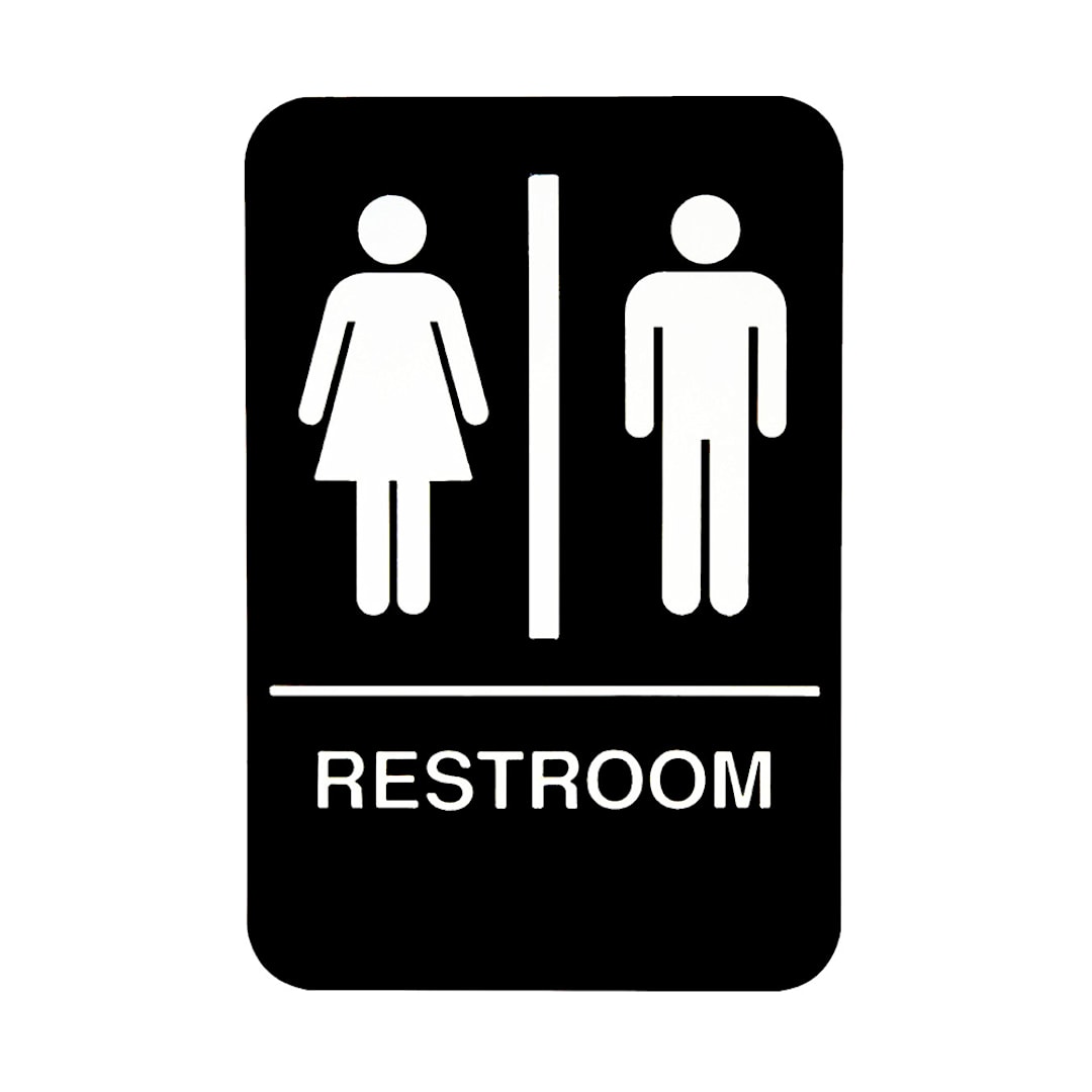 TableCraft 695633 Braille 6" x 9" Women/Men Restroom Sign