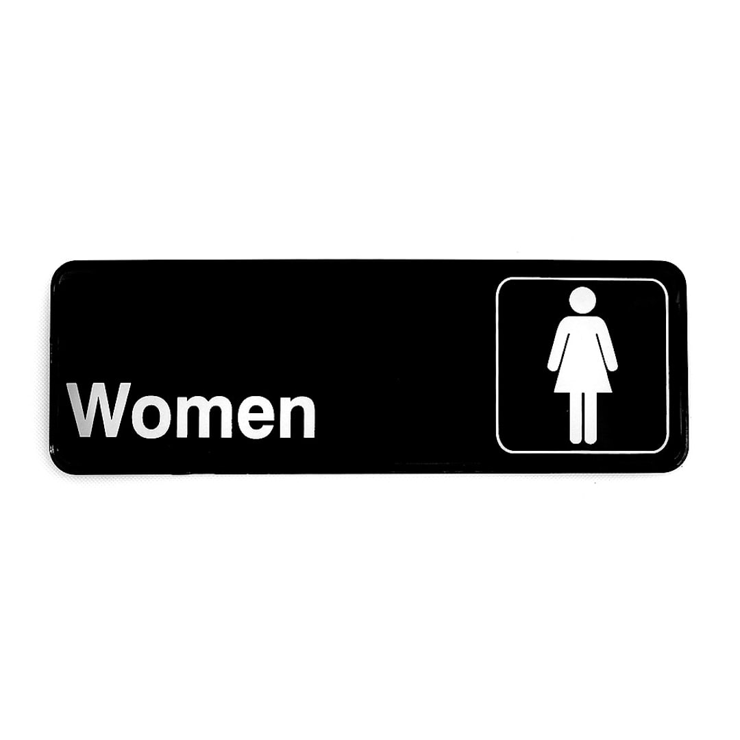 TableCraft 394516 White On Black 3" x 9" Women Restroom Sign