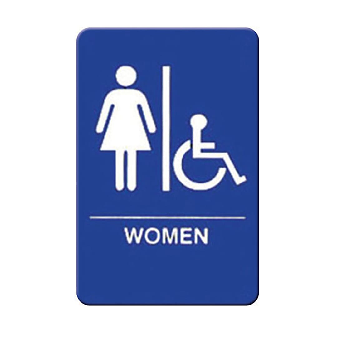 Winco SGNB-651B White /Blue Women / Handicap Accessible 6" x 9" Sign