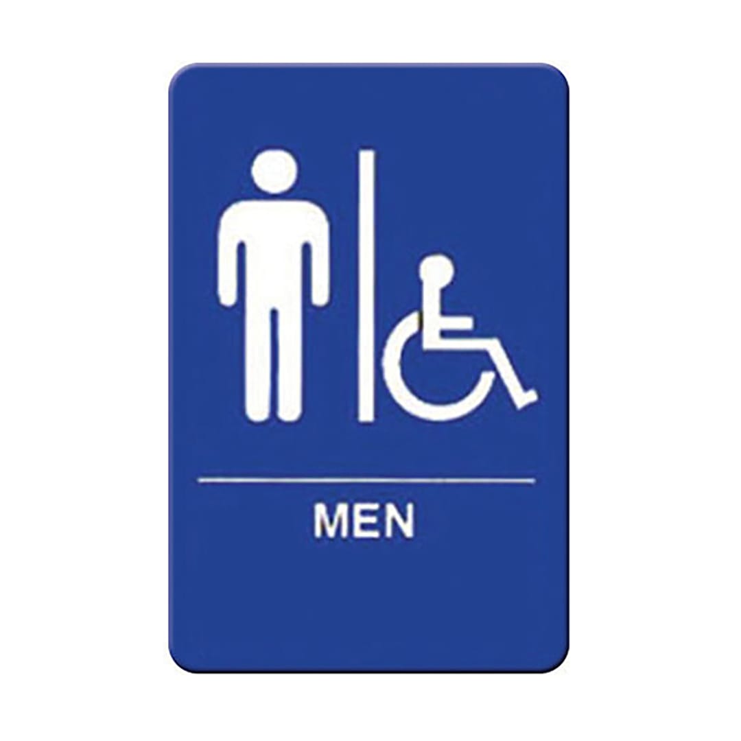 Winco SGNB-652B White / Blue Men / Handicap Accessible 6" x 9" Sign
