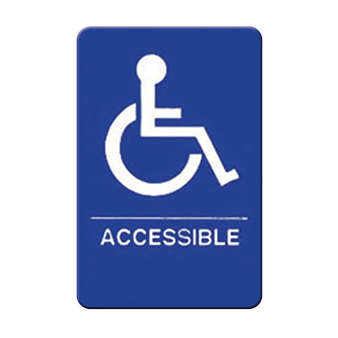 Winco SGNB-653B White / Blue Handicap Accessible 6" x 9" Sign